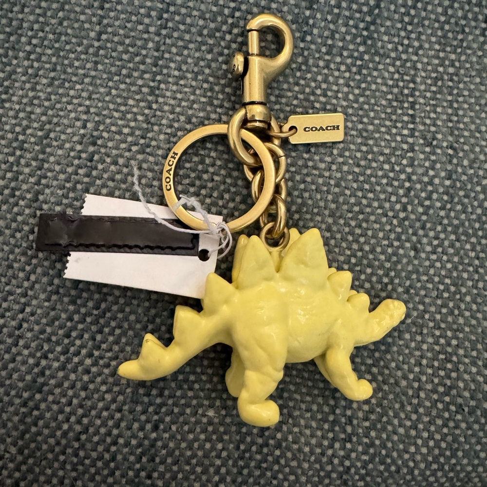 Coach Yellow Stegosaurus Dinosaur charm keychain
